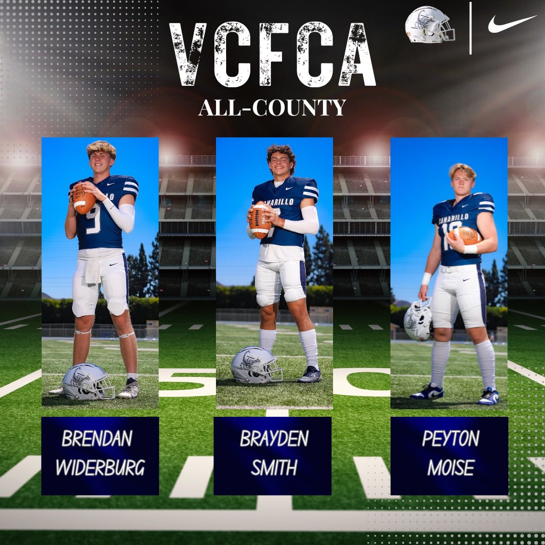 ACHS_Scorps_FB's tweet photo. Congratulations to three of our players being recognized on the VCFCA All-County team! They each have demonstrated hard work, grit, and perseverance! Way to represent Camarillo Football! #GoScorps #Character #Commitment #Unity @BrendanWiderbu1 @peyton_moise #BraydenSmith https://t.co/PnCQqKpnHs