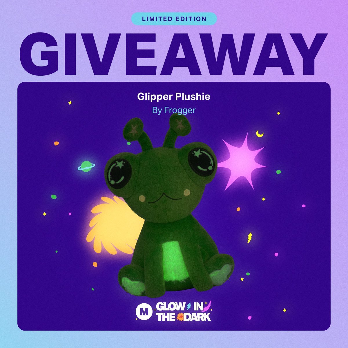 Hey everyone! Steve here... We’re giving 2 lucky fans the chance to win the GITD Glipper Plushie! Here's how to enter: 

1. Follow
@makeship
&amp;
<a href="/FroggerOW/">Frogger</a>
2. Retweet this post  Giveaway ends December 18.  Winners will be randomly selected and contacted by
@makeship

Good luck!