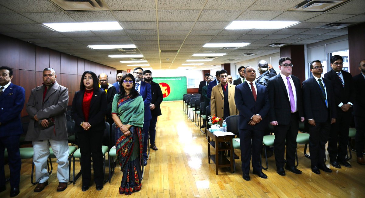 Bangladesh@UN (@bangladeshun1) on Twitter photo Permanent Mission of Bangladesh to the United Nations in New York celebrated the Great Victory Day 2024 with due respect and dignity, in a festive manner in the Mission's Auditorium with participation of Bangladeshi diaspora in New York.
Happy Victory Day 2024 🇧🇩
<a href="/BDMOFA/">Ministry of Foreign Affairs</a> Permanent Mission of Bangladesh to the United Nations in New York celebrated the Great Victory Day 2024 with due respect and dignity, in a festive manner in the Mission's Auditorium with participation of Bangladeshi diaspora in New York.
Happy Victory Day 2024 🇧🇩
<a href="/BDMOFA/">Ministry of Foreign Affairs</a>