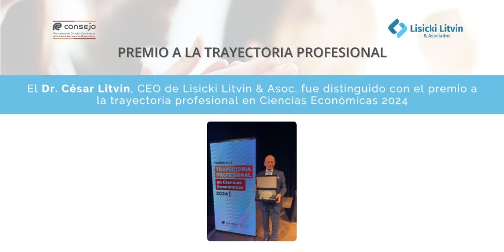 lisickilitvin's tweet photo. El Dr. @CRLitvin, CEO de #LLyAsoc, recibió el Premio a la Trayectoria Profesional en las Ciencias Económicas 2024 durante el tradicional agasajo de fin de año 🎉 organizado por el @ConsejoCABA. Este reconocimiento destaca su gran aporte a la profesión. 🏆 https://t.co/5Xv2CevanZ