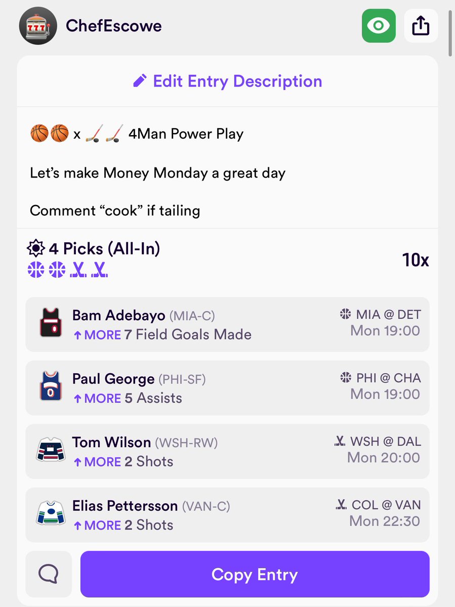 I don’t plan on missing on 
MONEY MOMDAY

🧪👨‍🍳
#chefspicks #GamblingX #SportsBettingX #NBA #NHL