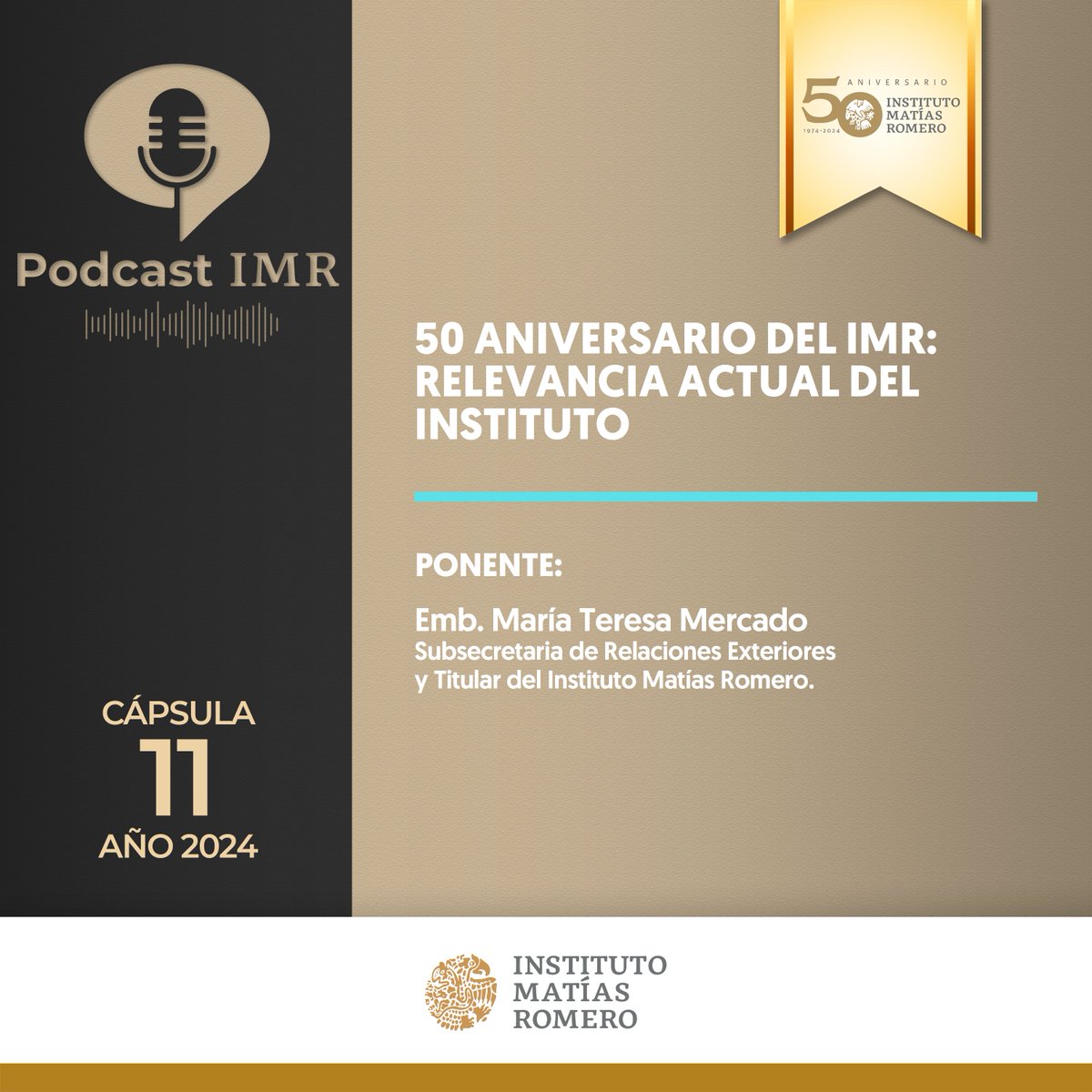 imatiasromero's tweet photo. Con motivo de los #50añosIMR los invitamos a escuchar las #CápsulasIMR con testimonios de algunas de las mujeres que han dirigido el Instituto.

La subsecretaria @mtmercado2002 nos platica sobre su relevancia y la experiencia al frente de él.

➡️ https://t.co/Iy4Uh5g4RG https://t.co/Vbm9eetoI7