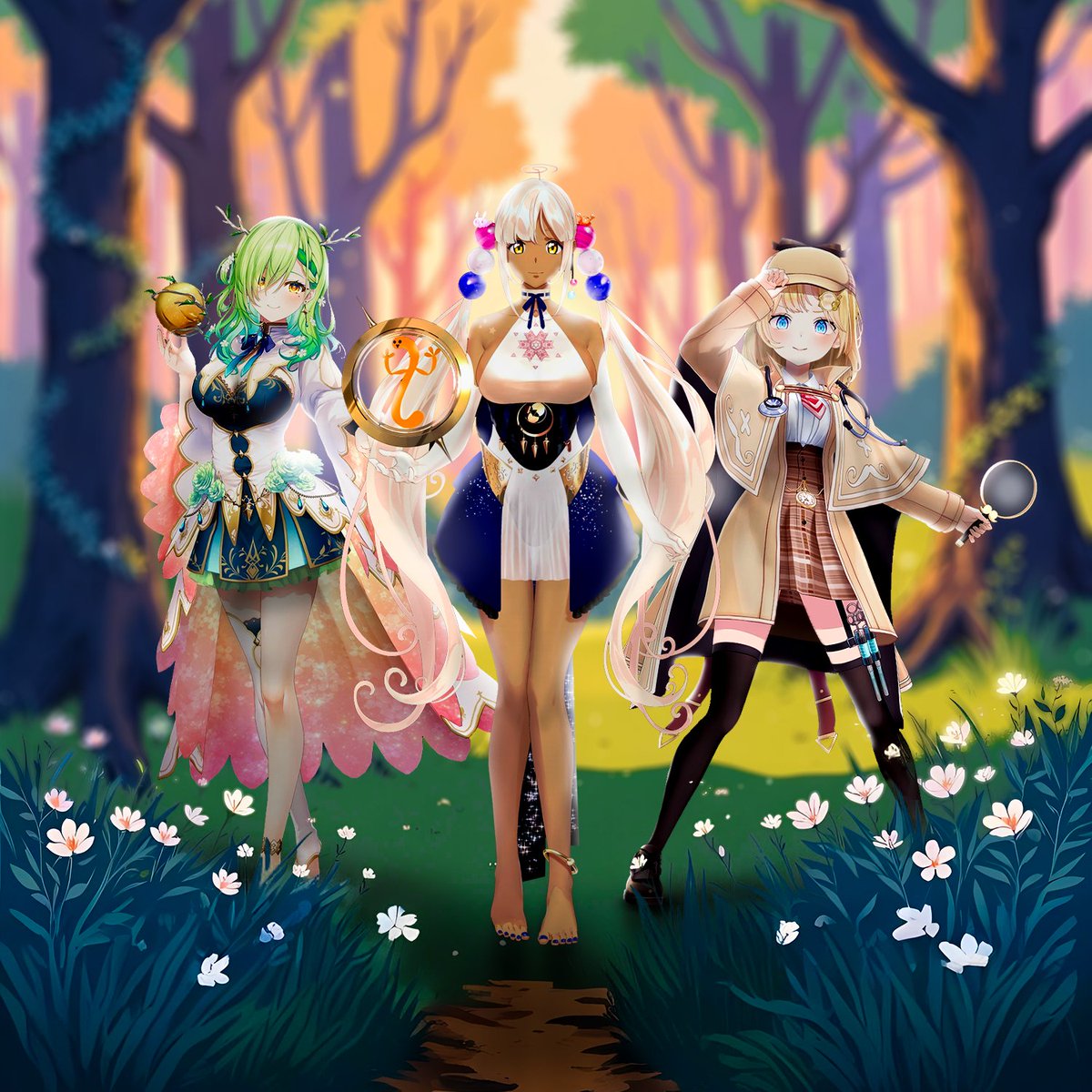 Polypro_Visuals's tweet image. Thrilled to showcase my recent commission for a Discord client! Three characters Fauna’s graduation, Ame and Sana in one frame, endless creativity! 💫 Looking forward to more artistic adventures! #ArtisticJourney #Commission #CharacterArt #DiscordArt #3character #Oc #clientwork