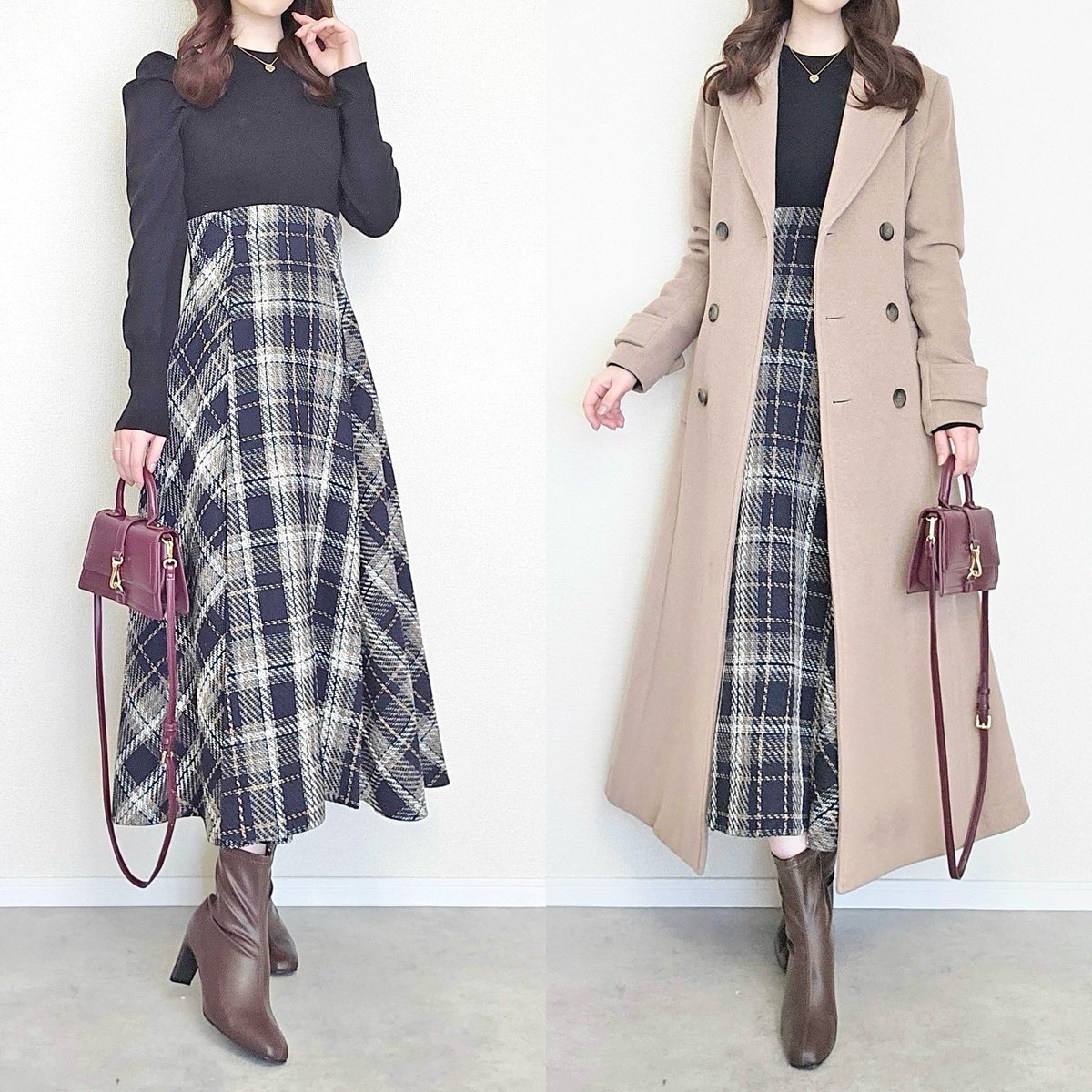 17___yui's tweet photo. Instagramに載せたコーデ🧸❤
GRLのチェックフレアロングスカートは生地がしっかりしていてあたたかいので、もっと寒くなるこれからの時期にもおすすめです☺️
#GRLレポ #GRL購入品 https://t.co/FfeZqTiuOq
