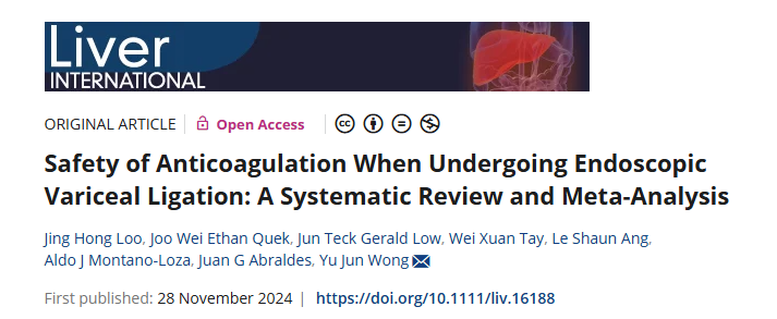 Yujun_Wong (@yujun__wong) on Twitter photo Anticoagulation did 🚫increase the risk of bleeding
With/without anticoagulation during EVL, we found a similar risk of:  
1) Overall bleeding 
2) Severe bleeding 
3) Post-banding ulcer bleeding
#Livertwitter 👉doi.org/10.1111/liv.16…… Anticoagulation did 🚫increase the risk of bleeding
With/without anticoagulation during EVL, we found a similar risk of:  
1) Overall bleeding 
2) Severe bleeding 
3) Post-banding ulcer bleeding
#Livertwitter 👉doi.org/10.1111/liv.16……