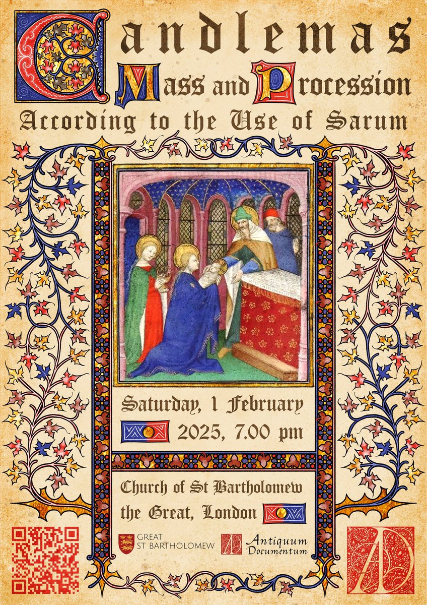 AntiquumD's tweet image. We are delighted to launch our latest liturgical project: Candlemas - Mass &amp;amp; Procession, this time we are fortunate to be collaborating with @StBartholomews in London.  There will be polphony from Old Hall manuscript.  The service is at 7pm and the bar will be open afterwards.