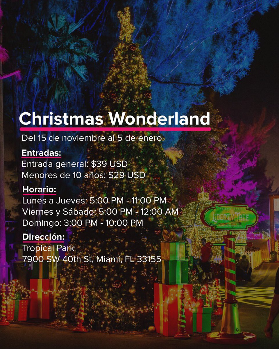 viajaamiami's tweet photo. No te pierdas la oportunidad de pasar un momento increíble en familia esta Navidad en Christmas Wonderland en #Miami🎄 #ExploraMiami #miamievents #christmasinmiami #amazing
📸 IG/christmaswonderlandmia https://t.co/WI9RhFT6su