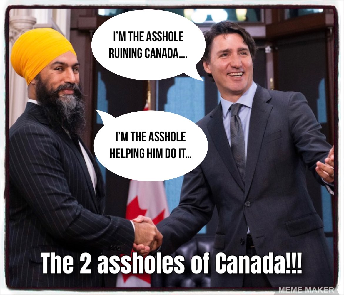 Antonio081972's tweet photo. Without a doubt these 2 douchebag’s are the most hated in 🇨🇦!! 😜
#SelloutSingh #TrudeauCrimeMinister https://t.co/WwFklLAUte