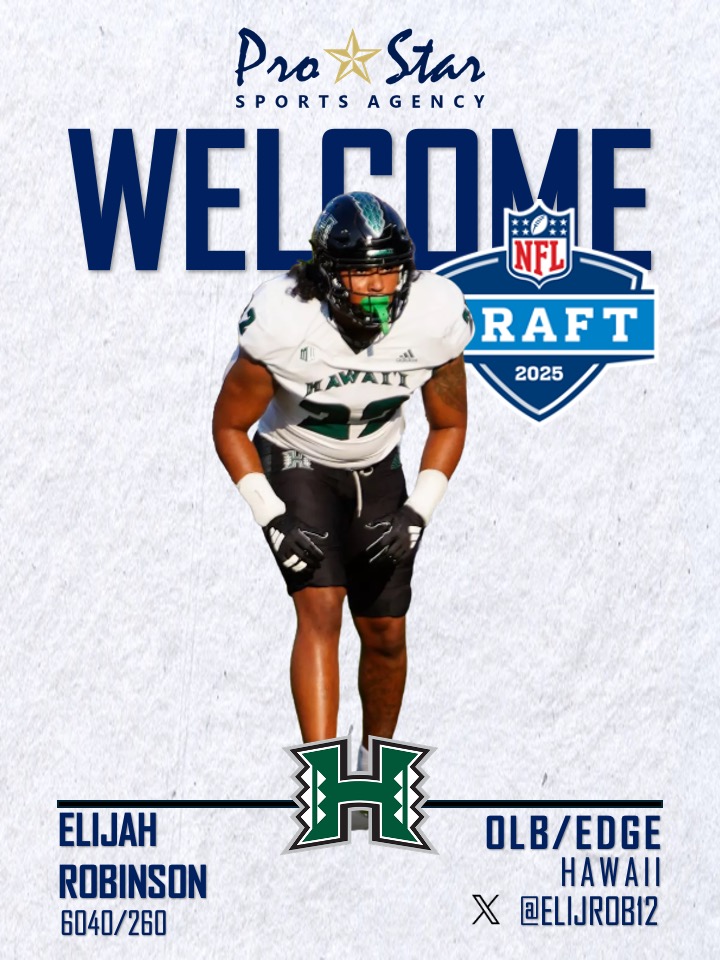 Paul Sheehy (@prostarsports) on Twitter photo E Komo Mai to former <a href="/HawaiiFootball/">Hawaii Football</a> and <a href="/ECUPiratesFB/">ECU Football</a> Edge defender, <a href="/elijrob12/">Elijah Robinson</a>! Elijah was named the defensive MVP for the Warriors for his 10.5 TFL, 5 Sacks and 51 tackles in 2024. LET'S GO! #NFLDraft2025 E Komo Mai to former <a href="/HawaiiFootball/">Hawaii Football</a> and <a href="/ECUPiratesFB/">ECU Football</a> Edge defender, <a href="/elijrob12/">Elijah Robinson</a>! Elijah was named the defensive MVP for the Warriors for his 10.5 TFL, 5 Sacks and 51 tackles in 2024. LET'S GO! #NFLDraft2025