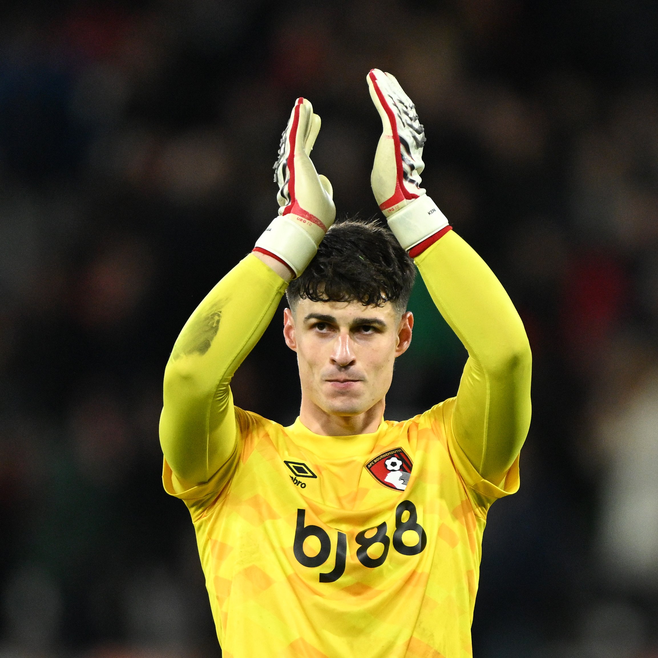Kepa Arrizabalaga claps the fans after the draw with West Ham.