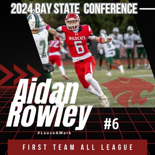 Congratulations to Aidan Rowley c/o 2026 for being selected a 1st  team Bay State Conference All-Star #LeaveAMark