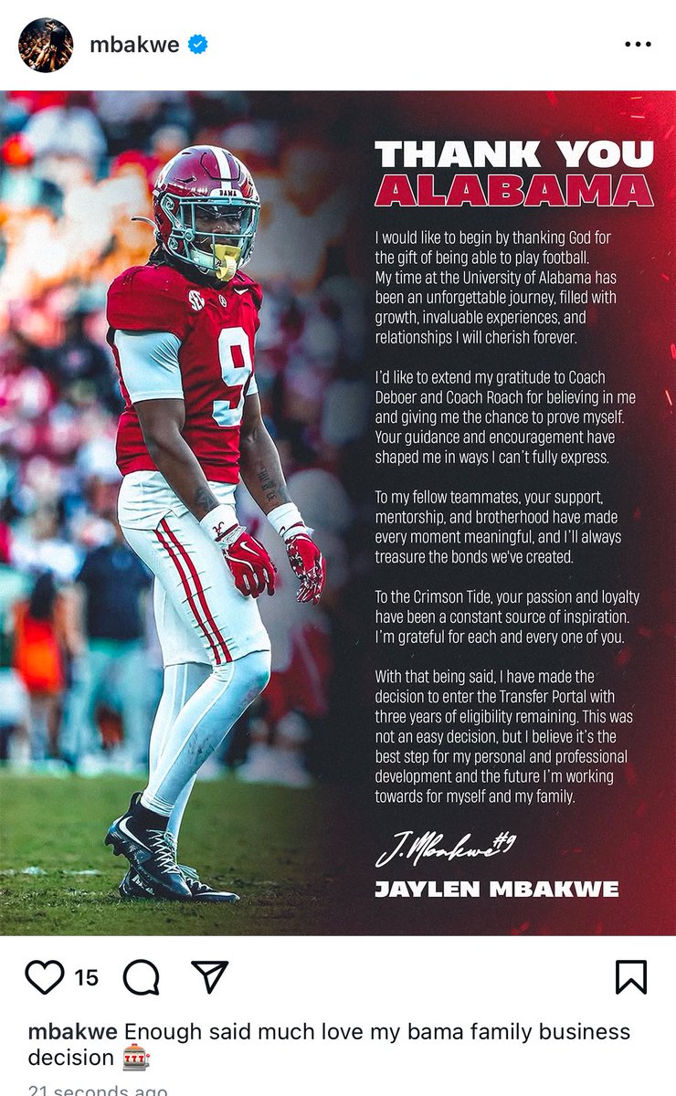 _NickKelly's tweet image. Statement from Jaylen Mbakwe on Instagram