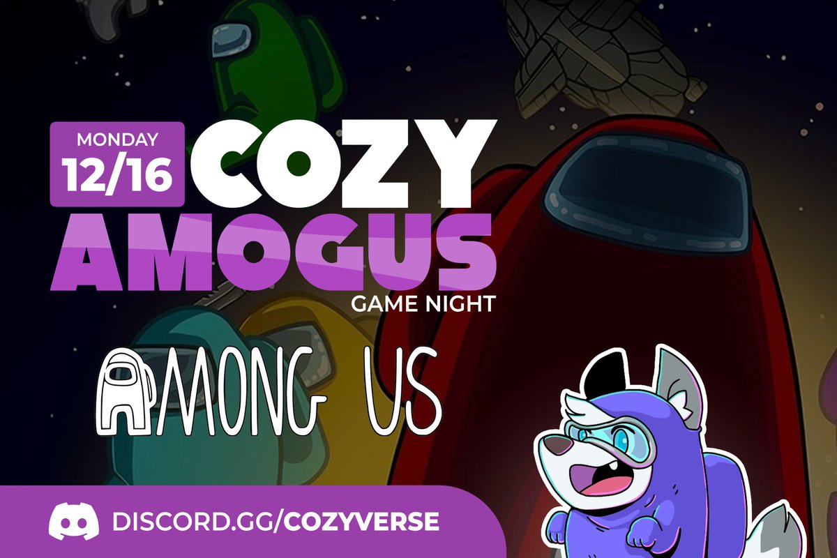 cozyversexyz's tweet photo. 🚀Cozy Amongus 🚀

Help sus out the impostors in Among Us this week in the Cozy discord! 

The event starts at 8pm EST - see you then!
📌https://t.co/fhnWUdqDUS

#gaming #cozyverse #amongus
@AmongUsGame https://t.co/7Uwv2rJAAk