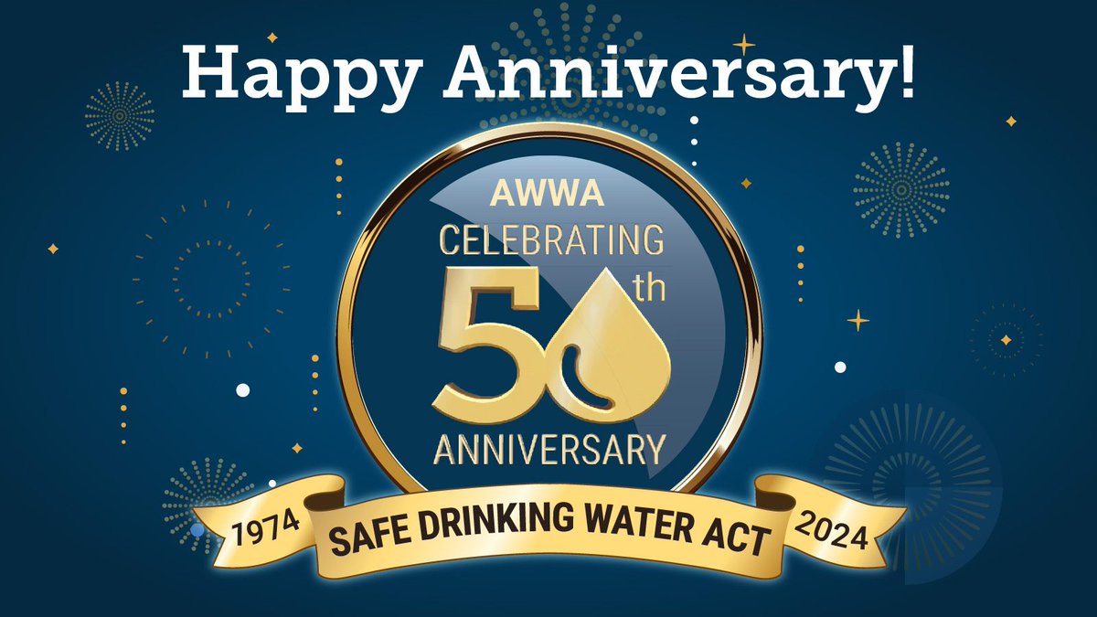 On this day in 1974, the Safe Drinking Water Act was signed into law, ensuring safe, clean drinking water for millions of Americans. For 50 years, the SDWA has protected public health and driven innovation in water treatment. Join us in celebrating this milestone! #SDWA50 #AWWA