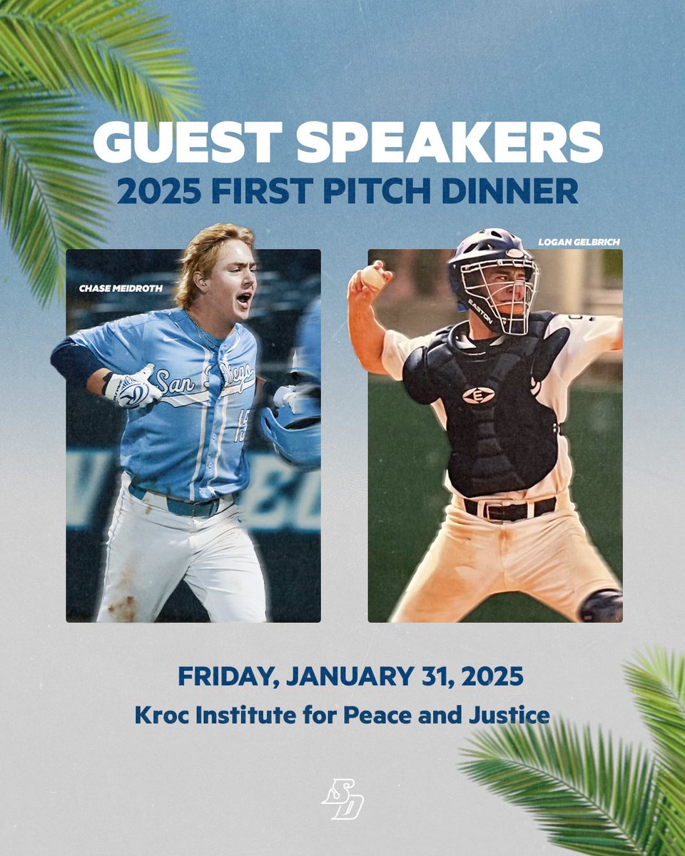 Torero Athletic Fund (@toreroathfund) on Twitter photo We are so excited to announce our guest speakers for the <a href="/USDbaseball/">San Diego Baseball</a> 2025 First Pitch Dinner! ⚾️
Buy your tickets today: bit.ly/49HS1jE We are so excited to announce our guest speakers for the <a href="/USDbaseball/">San Diego Baseball</a> 2025 First Pitch Dinner! ⚾️
Buy your tickets today: bit.ly/49HS1jE