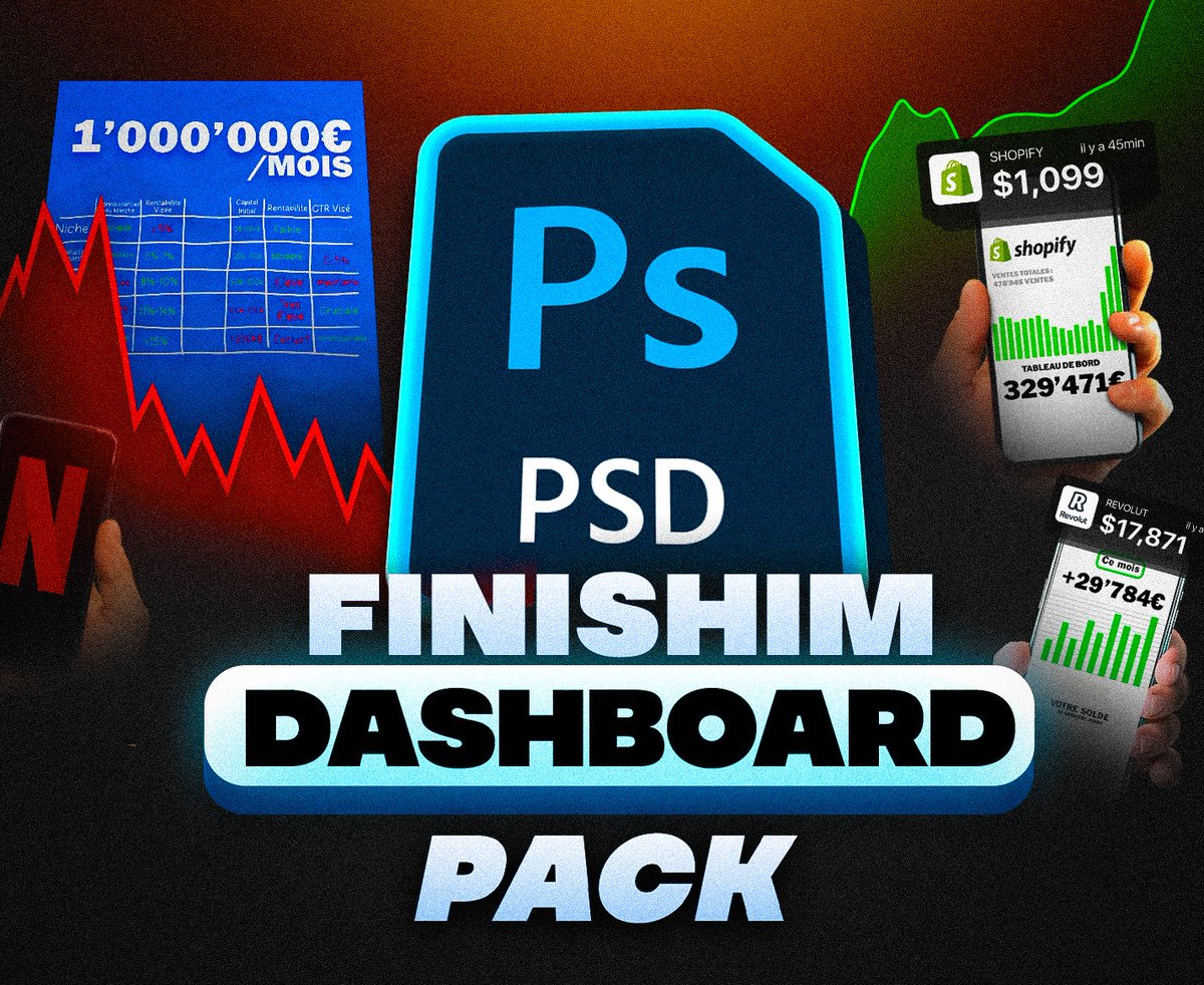 C'EST MAINTENANT, GIGA DASHBOARD PACK FOR FREE,

+20 dashboards, Netflix, Shopify, BLUE PRINT...

👉 Rt + ❤️ Like + Follow @bitchiskk et le pack t'appartient mec