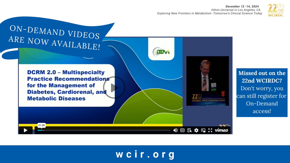 WCIRDC's tweet image. Missed the 22nd Annual WCIRDC in Los Angeles? You can still catch all the cutting-edge insights on-demand, allowing you the flexibility to watch at your own pace from the comfort of your home until March. Sign up today and earn #CME credits!
#WCIRDC2024 #MedEd #MedicalEducation