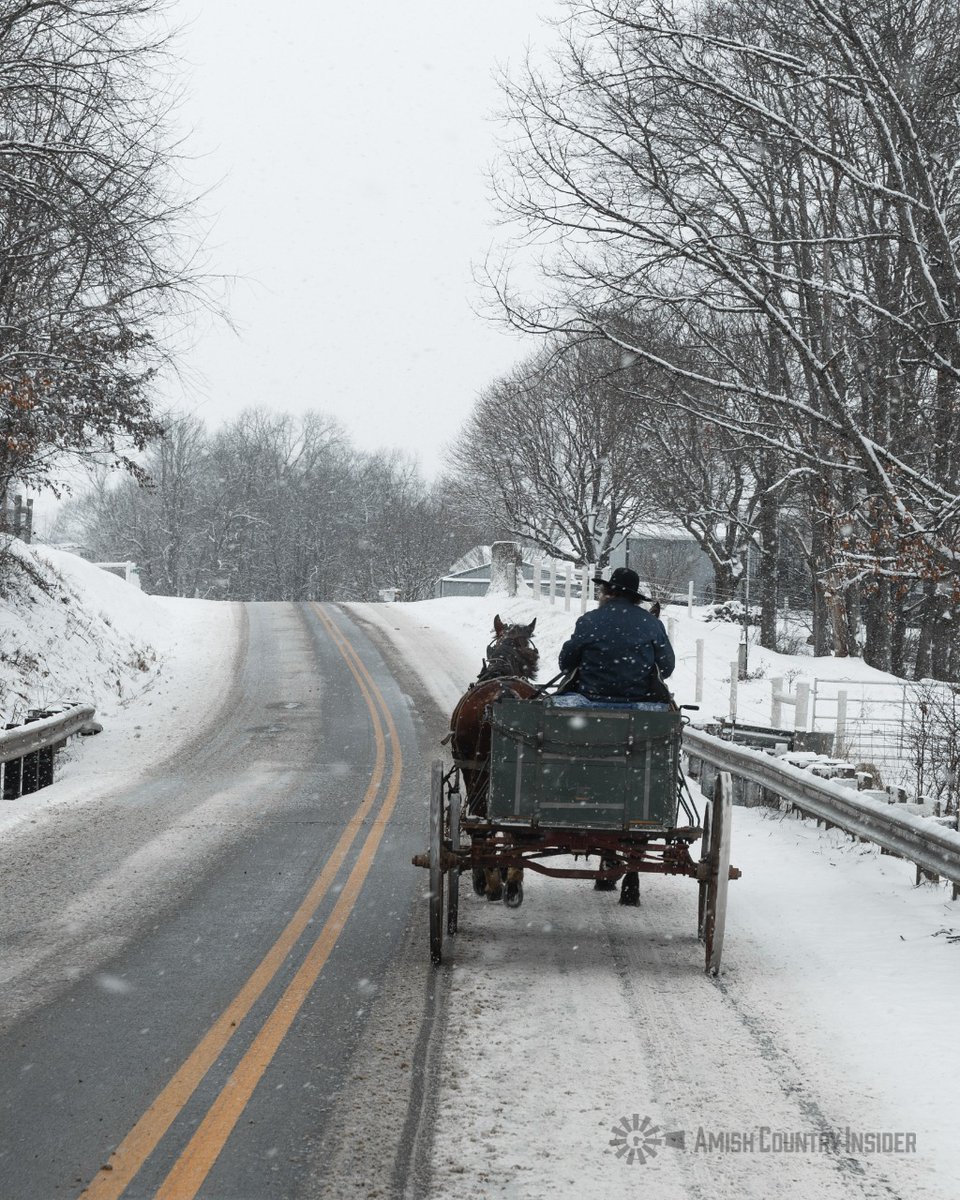 Cold slushy roads are some of the worst winter roads to drive on. #amishcountryinsider #amishcountry #amish #ohioamishcountry #ohio