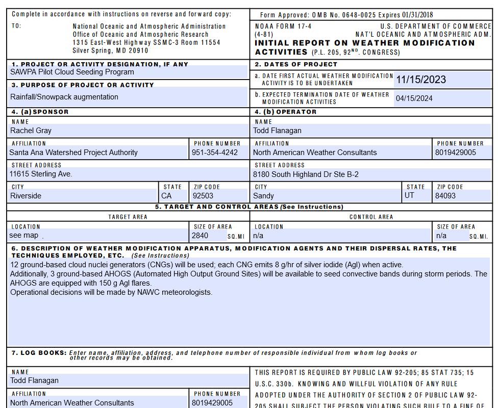 JeffreyP9876's tweet image. ...here's another one I found, check out their schedule of *events*
real #geoengineering 
real #manMadeClimate
real #weatherModification
Santa Ana River Watershed Weather Modification Pilot Program 2023-2024 Seeding Events
sawpa.gov/santa-ana-rive…