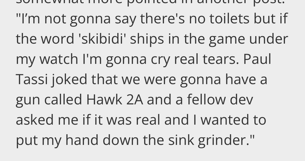 full quote is even funnier, godspeed guys keep up this energy