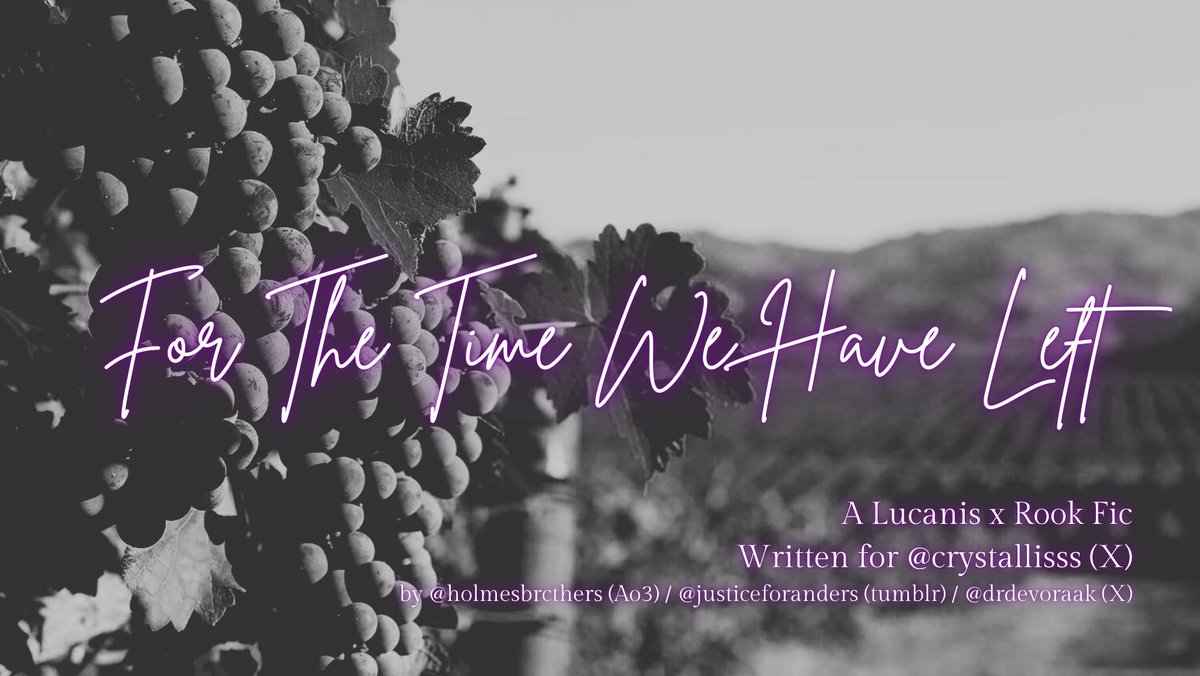 drdevoraak's tweet photo. FOR THE TIME WE HAVE LEFT

Part of the "Wings and Blades" Lucanis x Rook Stories

Rating: T
Words: 1.5k

Lucanis and Rook move to a vineyard. Rook won't live long enough to enjoy the fruits of their labour.

Link in the replies 💜

#DAV #LucanisDellamorte #Lucanis https://t.co/jfu0dv28sm