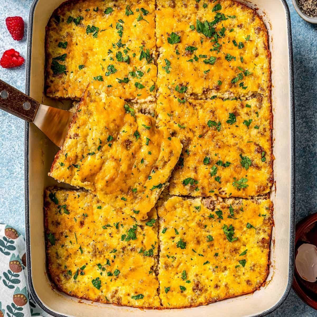 {New recipe!} Grits and Sausage Casserole is full of creamy grits, chunks of sausage and melty cheese for a hot, hearty #breakfast that’s great for the holidays or anytime! familyfoodonthetable.com/grits-and-saus… #christmas #brunch #grits