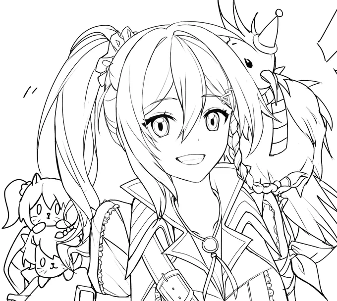 カージャーちゃん描いた楽しいーーー☺️幸せ!
色を塗るのはArkibkさんに任せた～ 