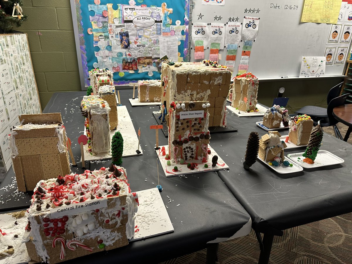 scbolin's tweet photo. Our gingerbread community project has taken much planning, research and collaboration. We’re ready for our Showcase tomorrow! @KBElementary https://t.co/L0DsnSzpEt