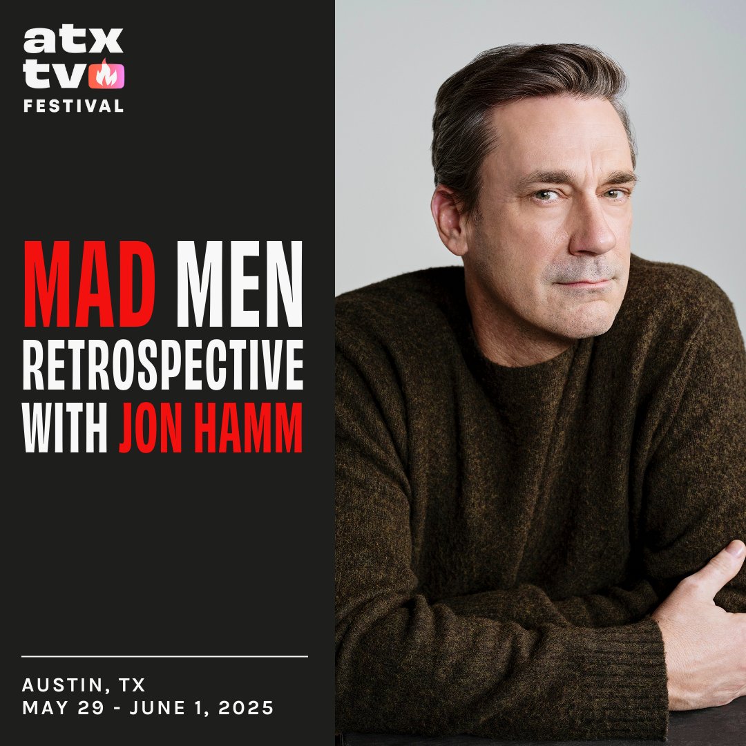 ATXFestival's tweet image. 🤩🥳😎 THIS JUST IN: Jon Hamm and #MadMen, #Sidebar: A #Suits Watch Podcast, and #TheGoldenGirls and #DesigningWomen script readings are all coming to ATX TV Festival Season 14!
Find out more and buy your Badge or TV Pass: atxfestival.com/attend