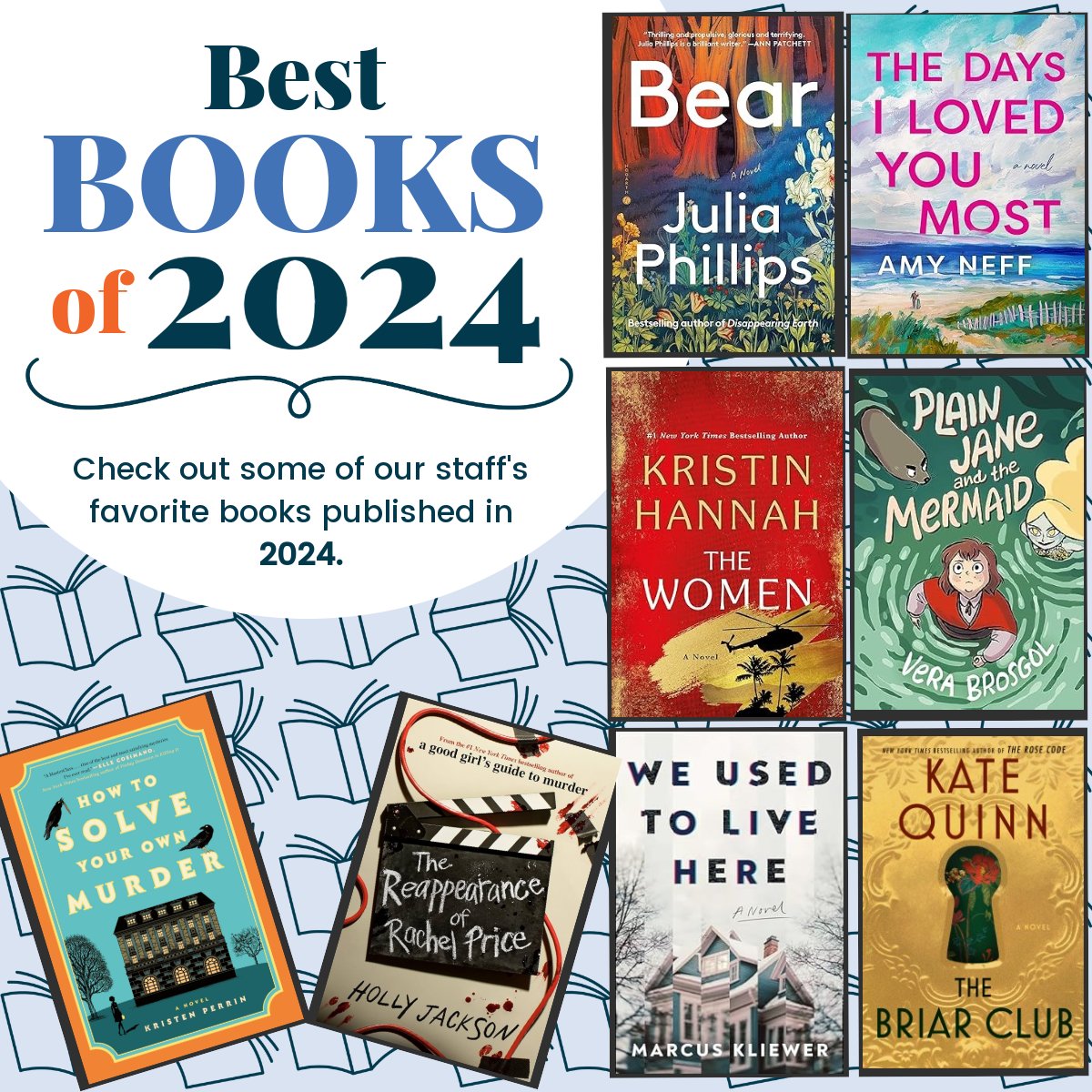 eblibraryma's tweet photo. There were a lot of great books published in 2024! Here are just some of our personal favorites. Share yours in the comments! https://t.co/puJpChB0fB