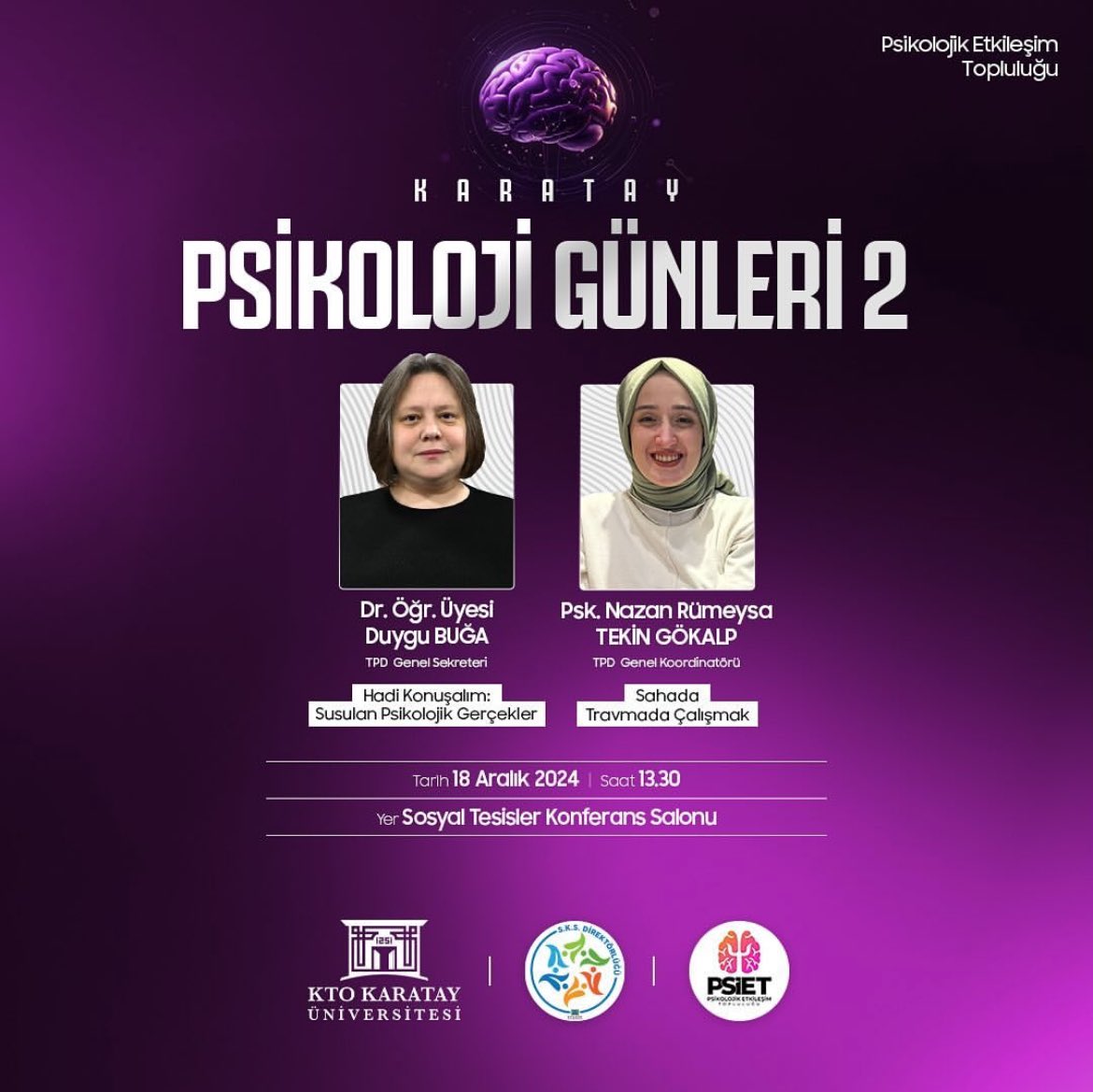 psiett's tweet photo. Psikolojik Etkileşim Topluluğundan merhaba🙌🏻
Katılım için formun sonunda whatsApp grubuna yönlendirileceksiniz. Etkinlik günü girişte yaka kartı verilecektir.3 gün boyunca katılım gösteren katılımcılarımıza 3.gün sonunda katılım belgesi verilecektir.
( https://t.co/6skdAkwMnD) https://t.co/fxz4UcwRjq