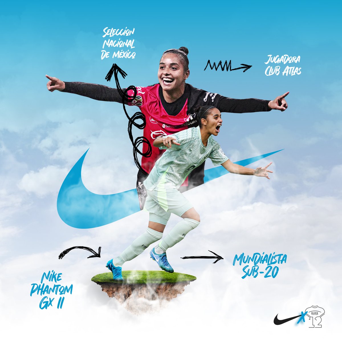 playerdocemx's tweet photo. Paola García x Nike ⚽️🌟
¡Una nueva etapa comienza para Pao! Estamos emocionados de anunciar su contrato de patrocinio con Nike. 🌟
Tu esfuerzo, pasión y dedicación te seguirán llevando hacia nuevas alturas. ¡Lo que viene será aún más grande! ⚽️💪
#BePlayerDoce #Nike #JustDoIt https://t.co/gkmQLEW6QD