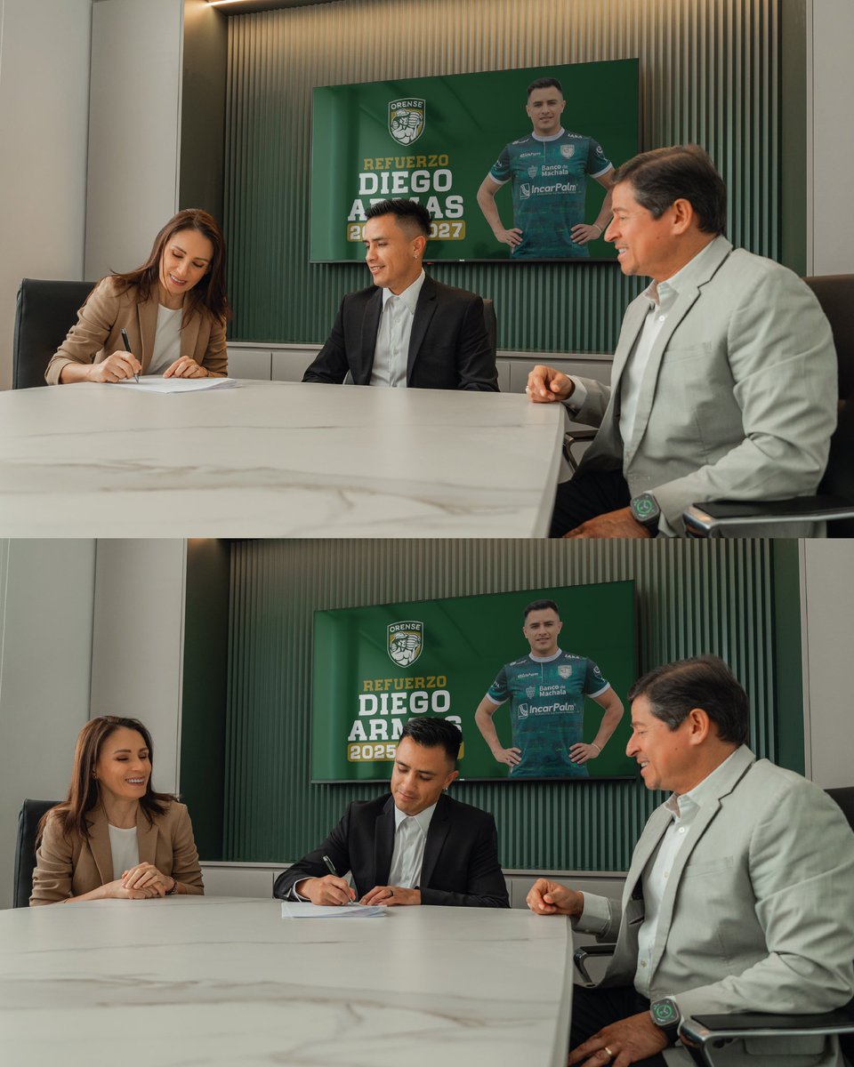 Orense_SC's tweet photo. En la temporada 2024 marcó 20 tantos y se convirtió en uno de los goleadores de la LigaPro. ⚽️🔥

Es un gusto y un honor presentar a Diego Armas, quien llega para potenciar al equipo de la provincia y afrontar nuestro debut en un torneo internacional.

¡Bienvenido Diego al club de los 14 cantones! ¡Bienvenido a Orense Sporting Club! 🤝💚

#PonteOrense #ElEquipoDeLaProvincia