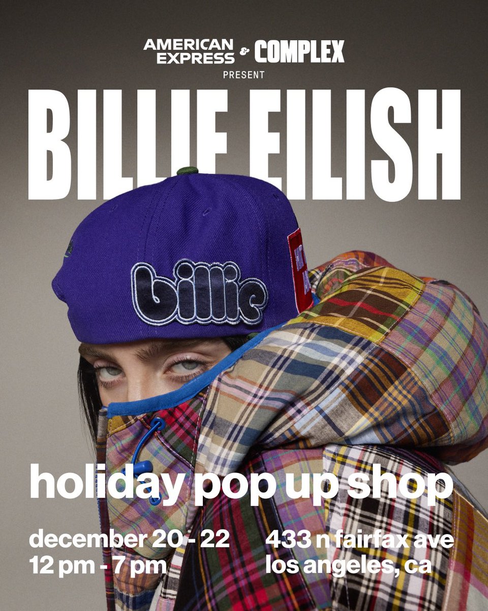 LOS ANGELES: Come by Billie’s Holiday Pop Up Shop at Complex LA featuring exclusive merch, merch, and more from December 20-22.