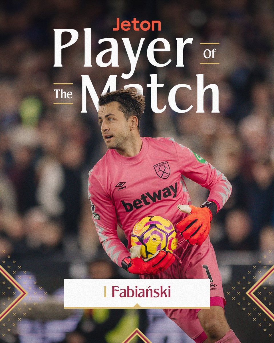 WestHam's tweet photo. A super performance from Super Fab wins your @JetonPayments Player of the Match award 🏆 https://t.co/eZpuDu7puk