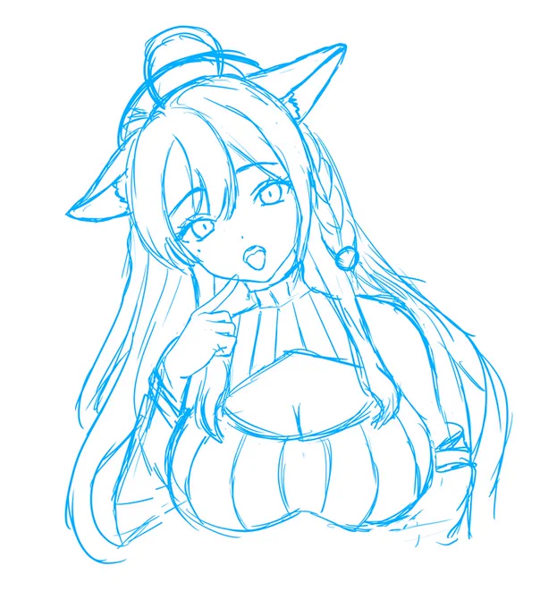 昨日の配信で言ってた しぃあちゃんの舌がまだ未実装なのでラフ描いてみた