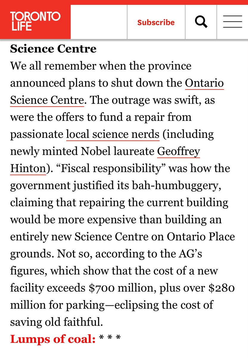 We agree with <a href="/torontolife/">Toronto Life</a> :
Three lumps of coal for <a href="/fordnation/">Doug Ford</a> !

He wastes #Ontario taxpayers’ money and enjoys hurting our kids.

Sign the Letter: SaveScienceCentre.com