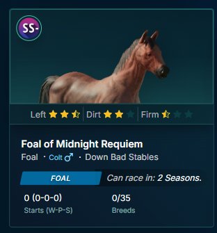 To keep and race/inhouse breed or to Sell ..  thats will have be decided by DBS  cowboys..

<a href="/photofinishgame/">Photo Finish™ LIVE 🌹 🐎 Virtual Horse Racing</a> <a href="/OneEyeBlindPFL/">OEB (Racing & Breeding) 🌹</a> <a href="/HodlHudge/">₿TCPrism ⚡️</a> <a href="/Hspeculator17/">Harvey Speculator 💎</a>
