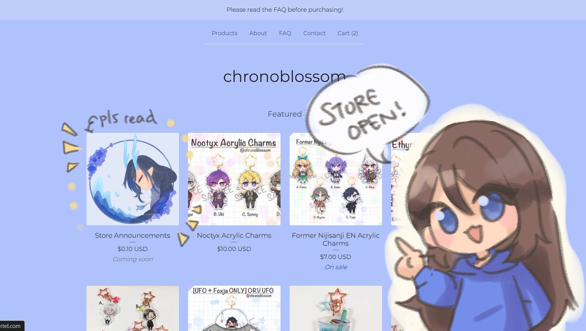 chronoblossom's tweet image. [RT💖]

Hello! It&apos;s been 84 years, but my sh0p is finally open!

Leftover merch from cons now available. Most items have low chance of restock, so grab them while you can!

Now&apos;s your chance to have the ORV mega linking charm!!👍
