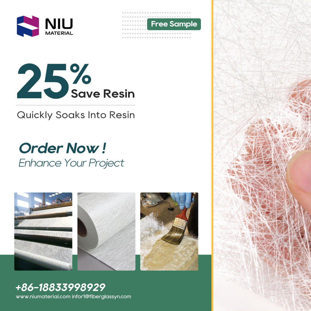 Choose Yuniu fiberglass chopped strand mat, save 25% resin, quickly saturate with resin, and significantly reduce costs. Suitable for various projects such as swimming pools, shipbuilding and pipe manufacturing. 
Contact us for more information!
WeChat/WhatsApp: +86 18833998929