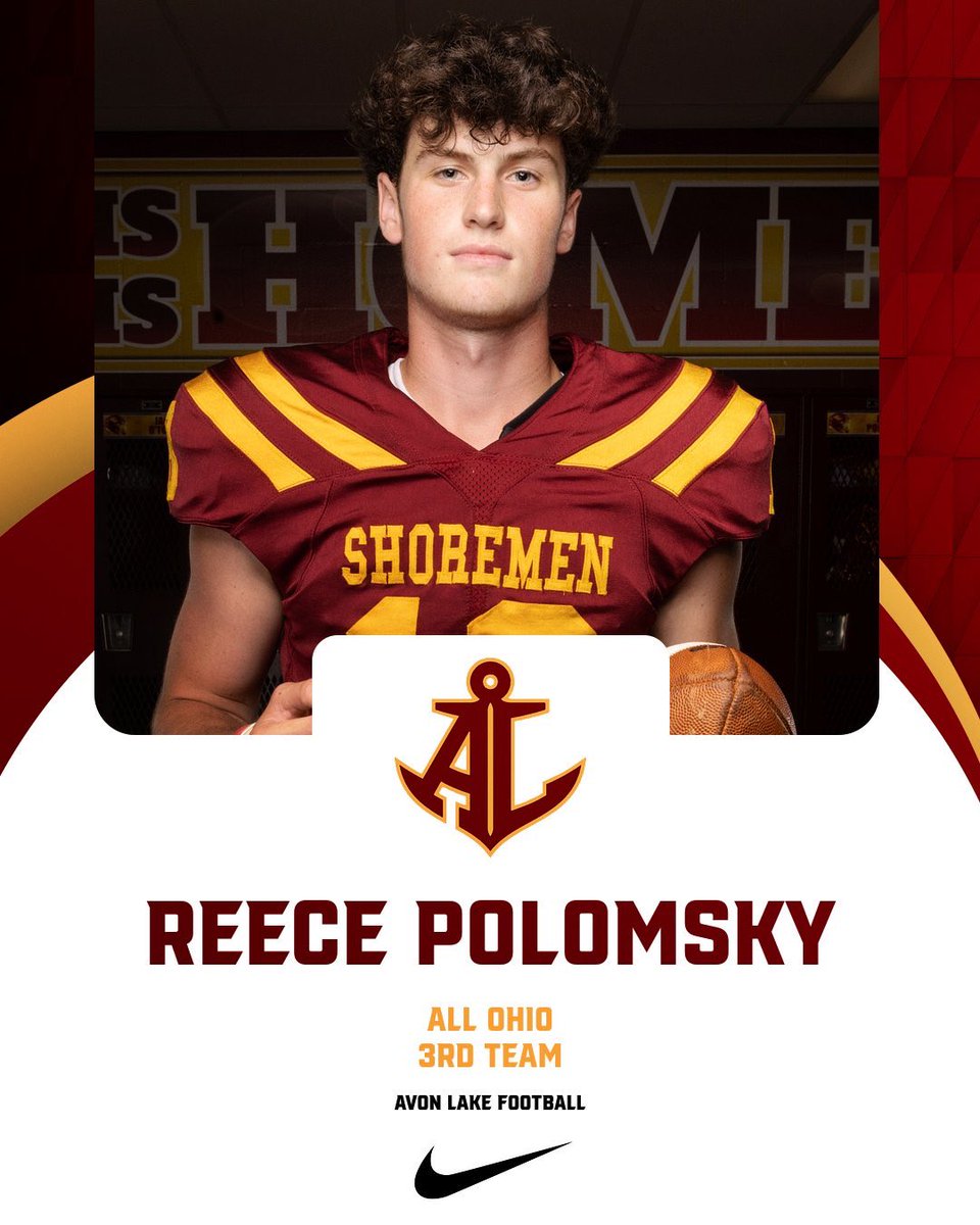 Congrats <a href="/reece_polomsky/">Reece Polomsky</a> All-Ohio 3rd Team #Shoremenpride <a href="/ALFootballClub/">Avon Lake Football ⚓</a>