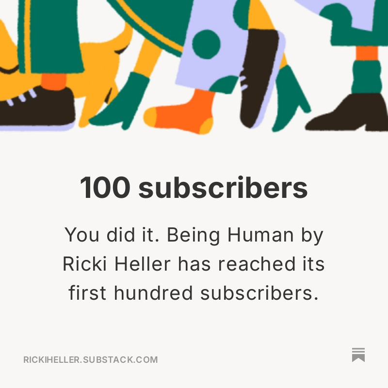 It might be a small milestone for some, but I'm thrilled to have reached 100 subscribers on Substack! Join the fun at rickiheller.substack.com And thank you to everyone who has already subscribed! :D
