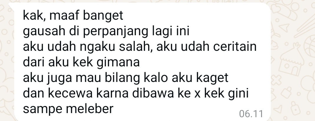 Gaxtto's tweet photo. in the end, dibalas sama dia dengan spill sampai oot bawa case orang lain, dia bilang aku spill ga bijak, without her consent, tapi dia sendiri melakukan itu ke orang lain (bukan aku), bahkan yang terlibat pun kecewa https://t.co/9glS2k5mVc