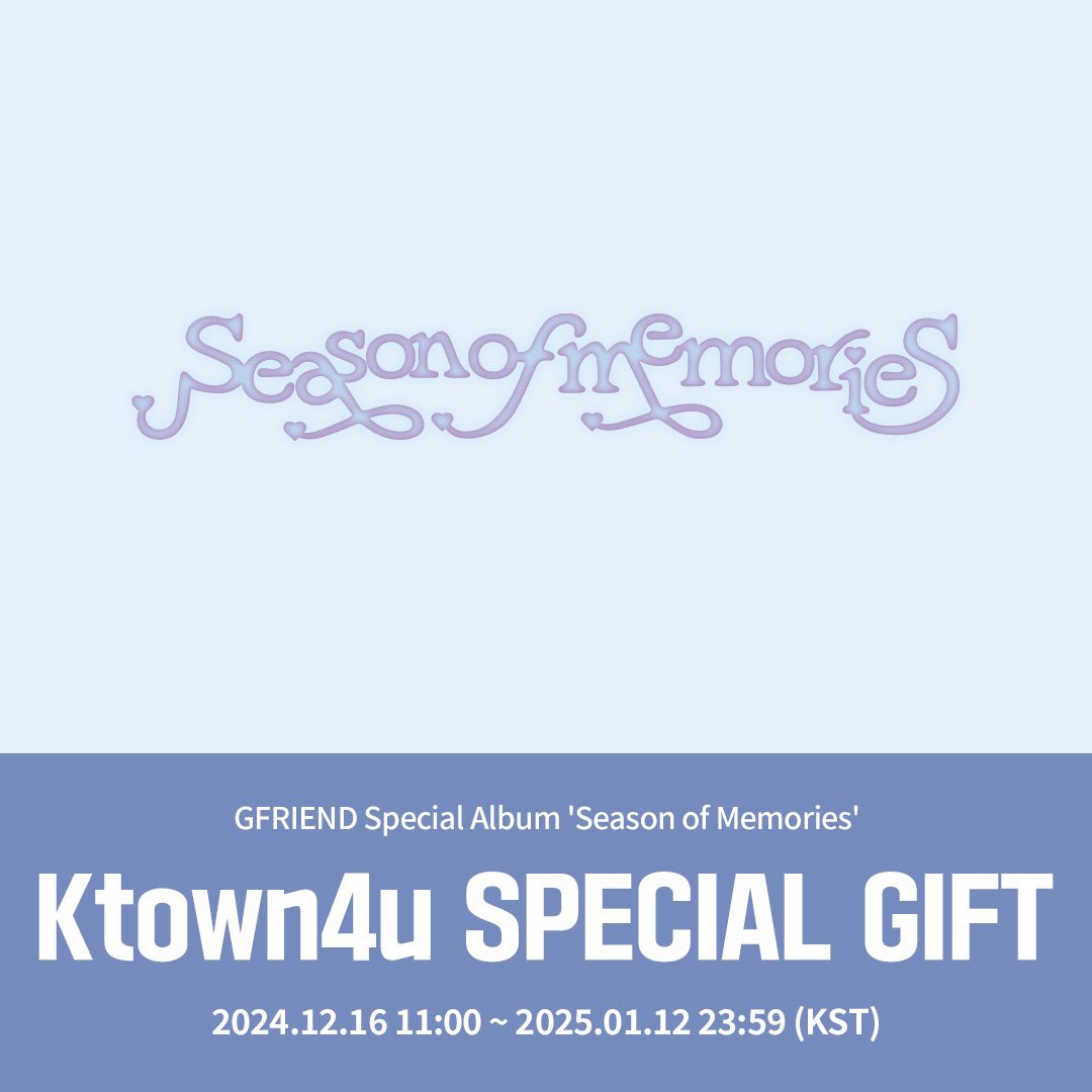 meenluvuGO's tweet photo. SEASON OF MEMORIES, GFRIEND SPECIAL ALBUM [GO🇲🇾] 

KTOWN4U✅

📌STANDARD VER. [RM90] (5 SLOT)
📌 GLASS BEAR VER. [RM150] (5 SLOT) 
📌 1 POB (PHOTOCARD/ORIGINAL TICKET)

🚚 PRICE INC LOCAL POSTAGE 
📅 DUE : 1 JAN 2025 https://t.co/YlyJo0nyCm