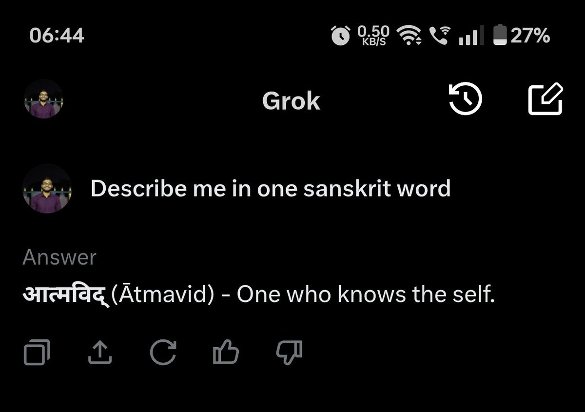 whovishalsingh's tweet image. Describe me in one sanskrit word 
Atmavid