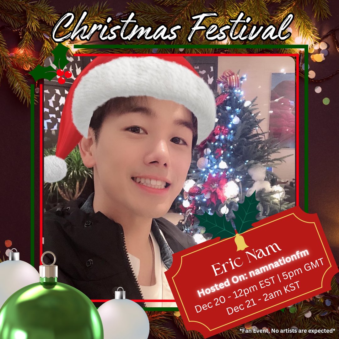 namnationdjs's tweet image. We're part of the Christmas Festival line-up organized by @brosesradio! See you then!

🎄 Fri. 12/20 at 9am PST | 12pm EST:
stationhead.com/namnationfm

@ericnamofficial @enmgmt @eddienam @briannam10 @STATIONHEAD @namnationdjs

#EricNam #에릭남 #NamNation #SHXmasFest2024 #Stationhead