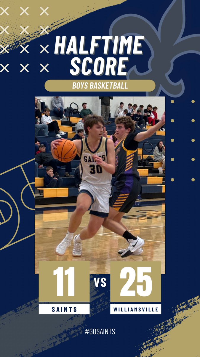 Saints trail at the half. #GoSaints⚜️🏀