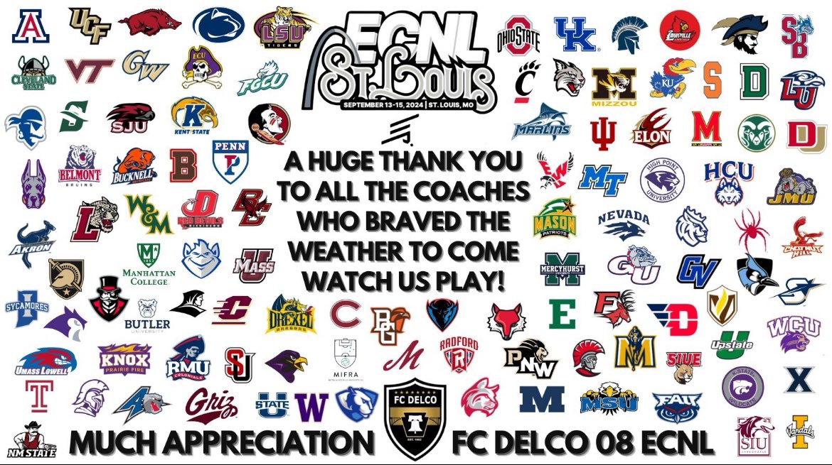 Thanks to all of the coaches who took the time and braved the weather this past weekend to watch me and my team compete in #ECNLSTL! Super excited for ECNL Florida in a couple of weeks!

<a href="/ImYouthSoccer/">ECNL/GA/Recruiting/College Soccer</a> <a href="/ImCollegeSoccer/">College Soccer Truth ™</a> <a href="/PrepSoccer/">Prep Soccer ⚽️</a> <a href="/FCDELCO2/">FC DELCO</a> <a href="/ECNLgirls/">ECNL Girls</a>