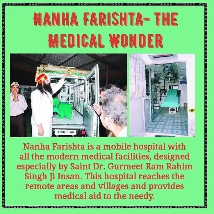 Nehainsan25's tweet photo. People living in rural areas generally have less access to proper medical care. Saint Dr. MSG designed &amp; dedicated an innovation called “Nanha Farishta”. This innovation has been recorded in the Limca Book of Records also.

#MobileHospital https://t.co/2zf0FIOTGf