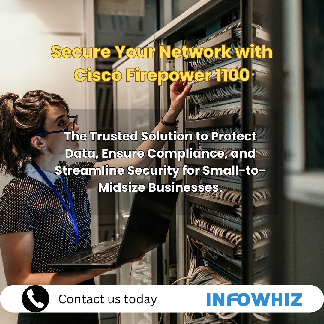 Infowhiz96's tweet image. Safeguard your network with the Cisco Firepower Series 1100 – the ultimate solution for small to midsize businesses. Protect your data, ensure compliance, and streamline your security operations. #CiscoFirepower #NetworkSecurity